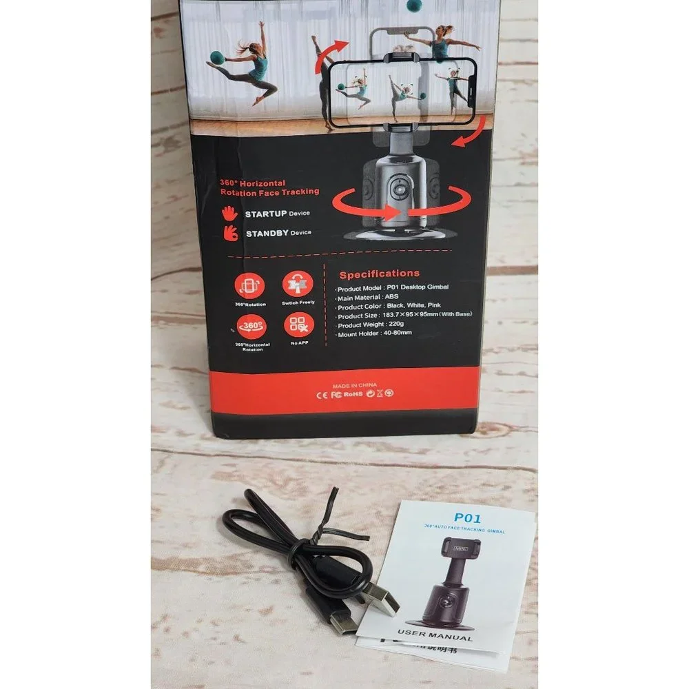 Magic Snapshot: 360° Auto Face Tracking Selfie Tripod - ABS Pink, No App Needed